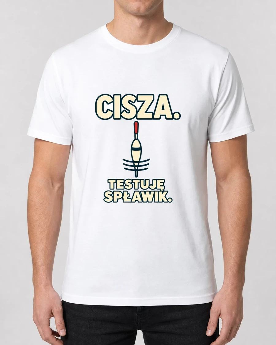 Koszulka z nadrukiem Cisza testuje splawik
